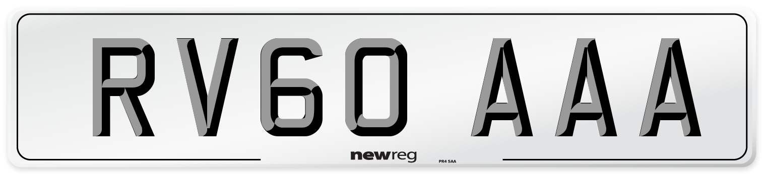 RV60 AAA Number Plate from New Reg